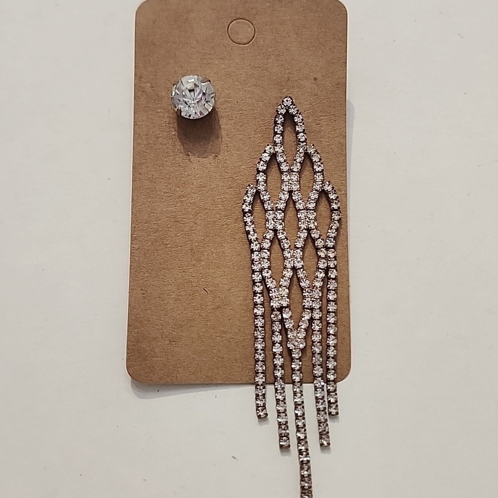 Silver Stud Mix Match Dangle Earrings